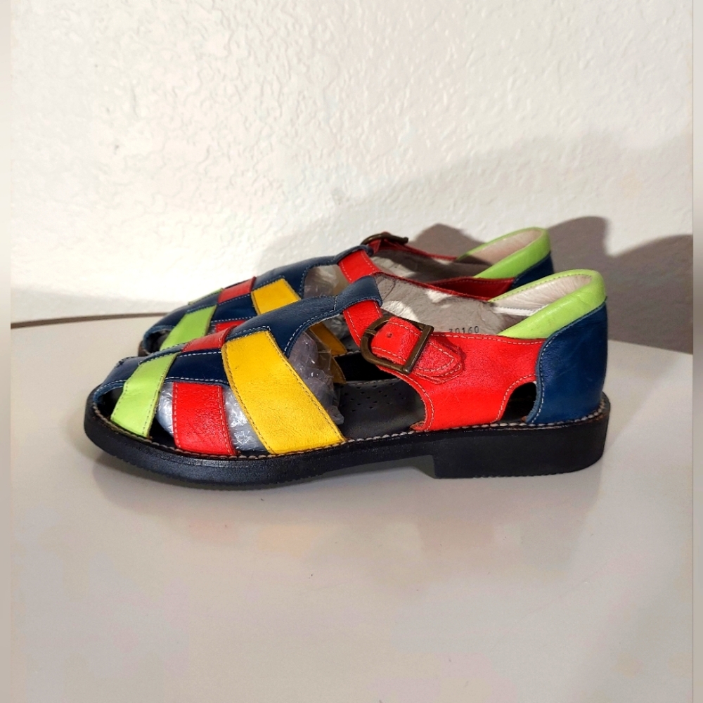 Hanna Anderson Multicolor Leather Ankle Strap Fisherman Sandals Women's Size 36 - Picture 2 of 16